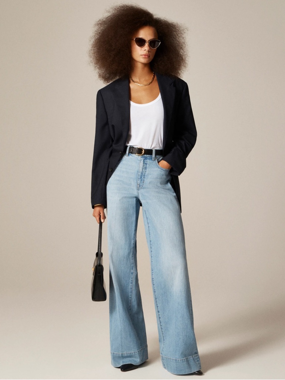 J. Crew Denim Trouser Jean in Synniva Wash Super High Rise Wide Leg Flare
